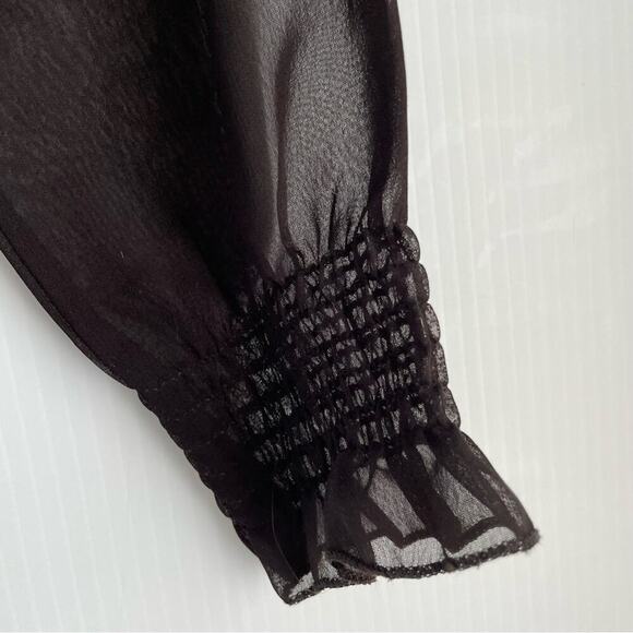 Desigual Elizabeth long sleeve shirred hem and cuffs sheer top size extra small - Picture 6 of 10